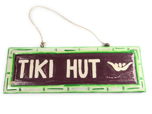 Tiki Hut Wooden Sign w/ Shaka Bamboo Design 12" | #snd25088