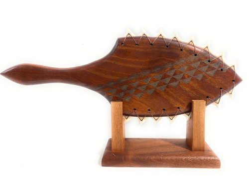 Alii Hawaiian War Club 19 inch with Etched Tribal Design with Stand - Made In Hawaii | #koalom007bltr2