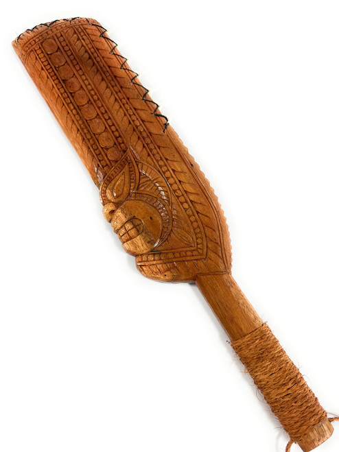 Fijian Tiki Axe Club 24 inch w/ Shark Teeth- Polynesian Art | #bla604860st