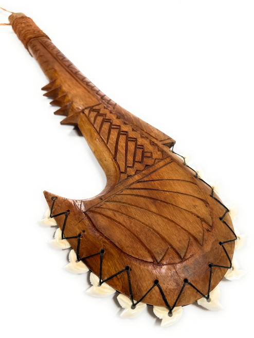 Fijian Ceremonial Artifact Hand Club 24 in Tribal Carving 13 Bull Teeth | #bla606660st