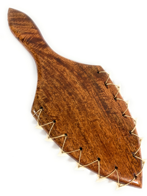 Premium Curly Koa Hawaiian War Club 15" - Shark Teeth Hawaii Heritage | #koack002