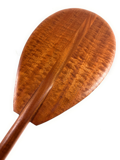 Premium Watermark Curls Koa Paddle Outrigger Canoe 60" Steersman Traditional Design - Made in Hawaii | #koa7260