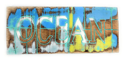 Rustic Ocean Sign 14 inch - Weathered Coastal Tone - Cottage Decor | #bds1207835tl