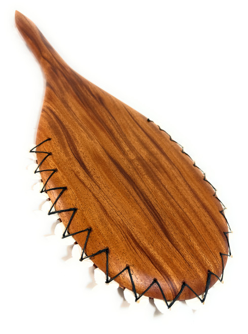 Flamy Hawaiian Koa Lei O Mano 19 inch Large Tiger Shark Teeth - Decorative | #koa15958
