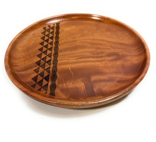 Trophy Mahogany Wooden Plate 10" - Tribal Custom Etching | #ps01td