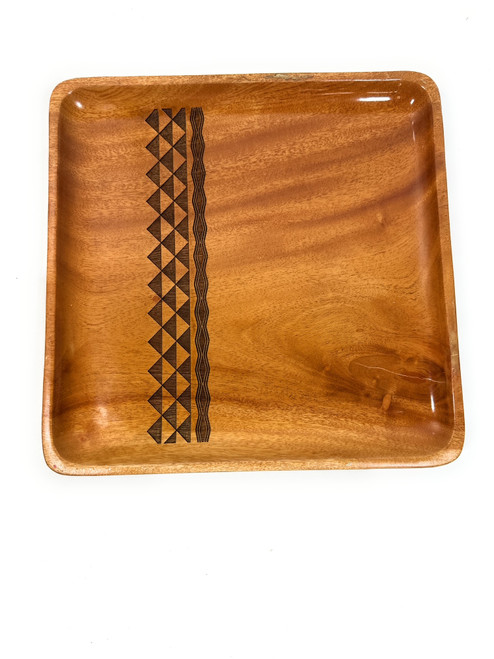 Trophy Mahogany Wooden Square Plate 10" - Tribal Custom Etching | #ps01td2