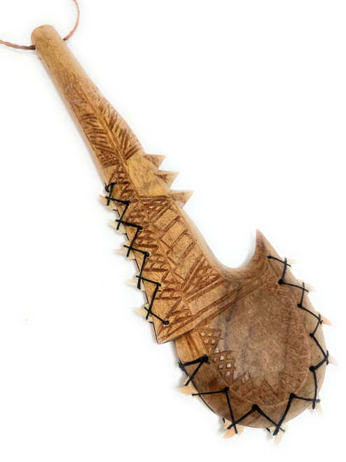 Ceremonial Artifact Fijian Club 16 in with 13 Fossil Shark Teeth | #bla606640fst