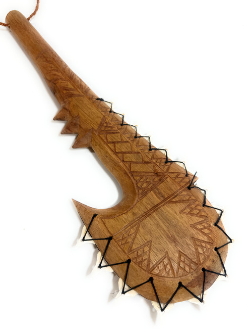 Ceremonial Artifact Fijian Club 16 in with 15 Bull Shark Teeth | #bla606640bst