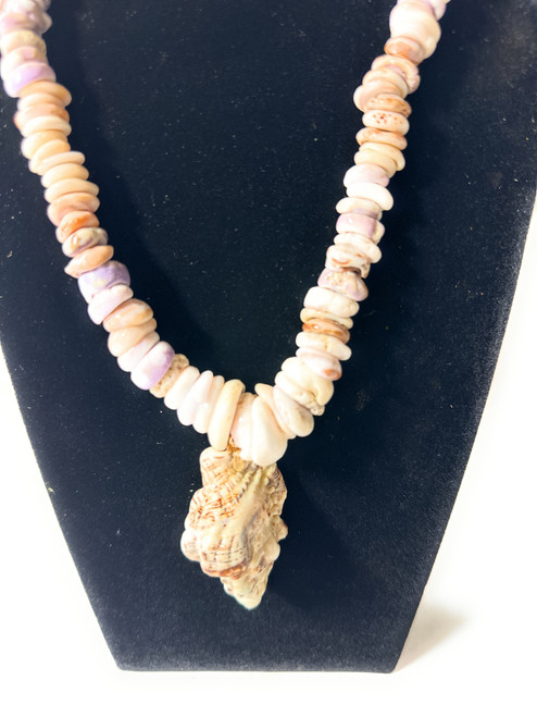 Puka Shell Necklace 12 in w/ Nicobar Triton Pendant - Made in Hawaii | #pn028
