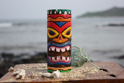 Tiki Totem 6" w/ Tribal Hawaii - Hand Carved & Painted | #dpt535815f