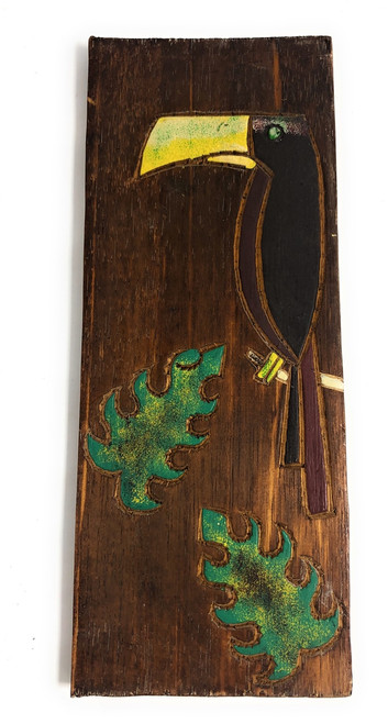Toucan Bird & Monstera Leaf Relief 12" X 5" - Wall Art Wood Panel | #dpt516330