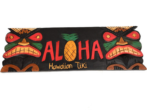 Tiki Bar Sign "Aloha" Pineapple 24" Hand Carved | #dpt503560
