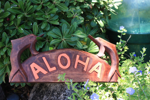 Aloha Sign w/ Carved Dolphins 12" - Tropical Decor | #bds1200940