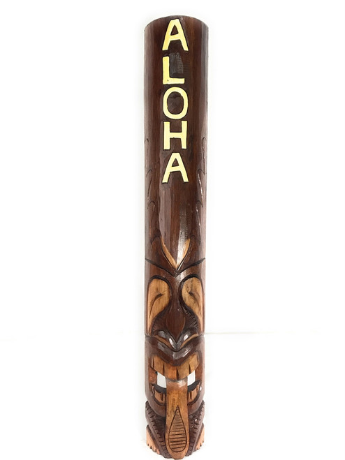 "Aloha" Tiki Mask 40" - Hand Carved Antique Finish | #bag15033100