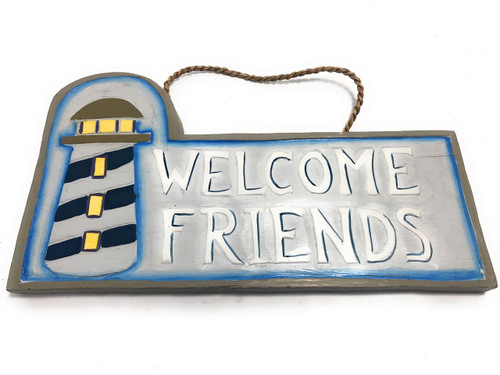 Welcome Friends Sign 14" w/ Lighthouse - Nautical Decor | #dpt521135