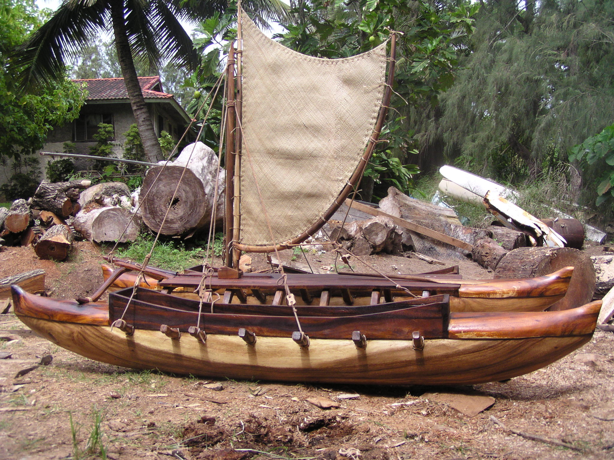 Wooden Outrigger Canoe