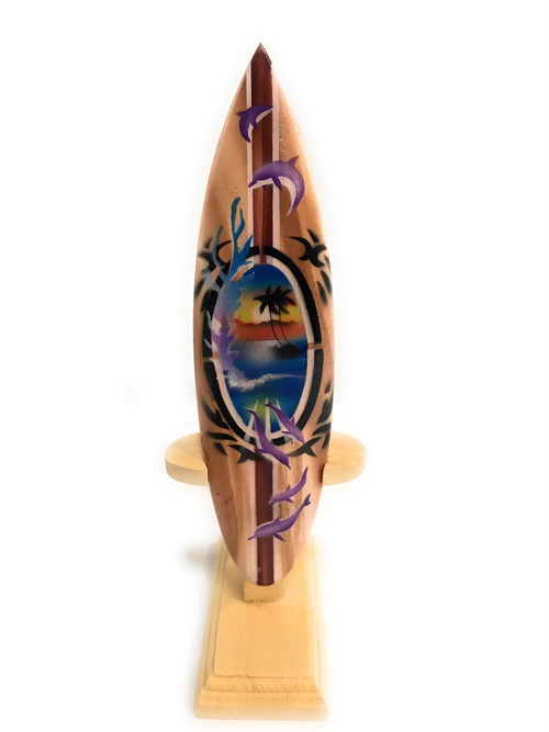 Surfboard w/ Stand Splashing Dolphins Design 6" - Trophy | #lea01d15 ...