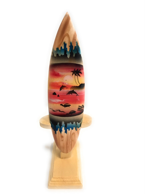 Surfboard w/ Stand Sunset Design 6" - Trophy | #lea01g15 - TikiMaster.com
