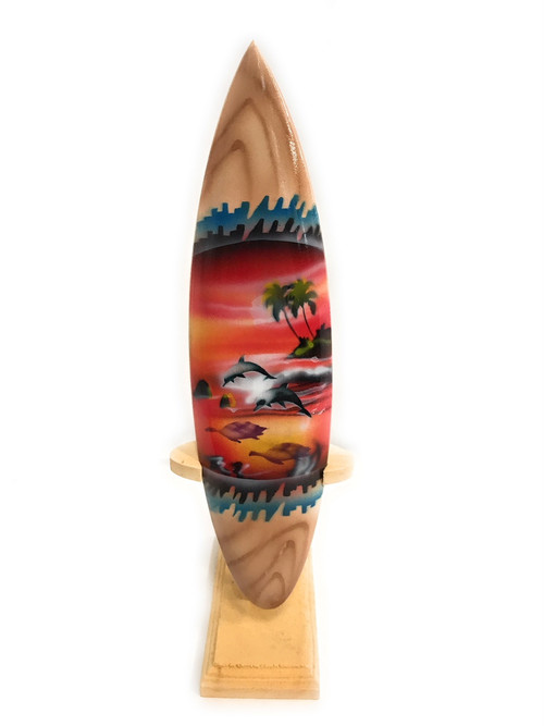 Surfboard w/ Stand Sunset Design 8" - Trophy | #lea02g20 - TikiMaster.com