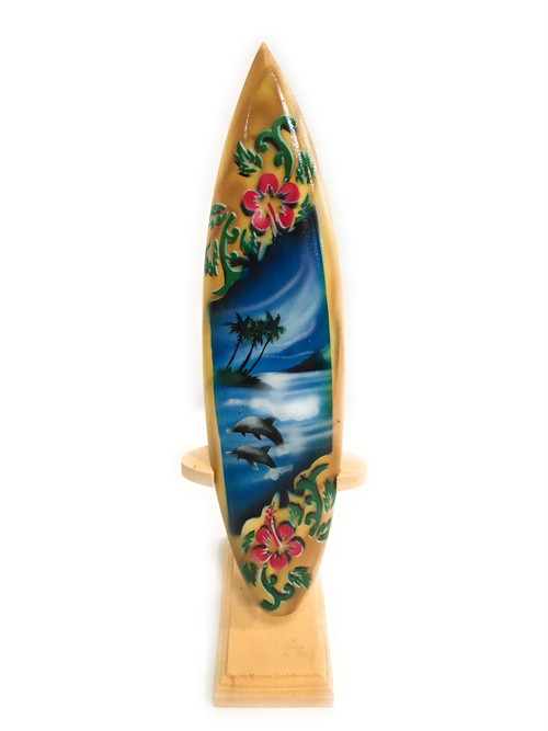 Surfboard w/ Stand Dolphins & Hibiscus Design 8" - Trophy | #lea02k20 ...