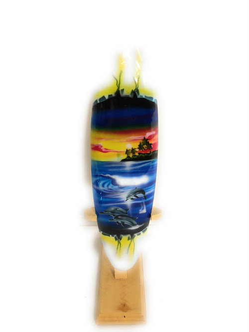 Surfboard w/ Stand Dolphins In Shorebreak Design 12" Trophy 