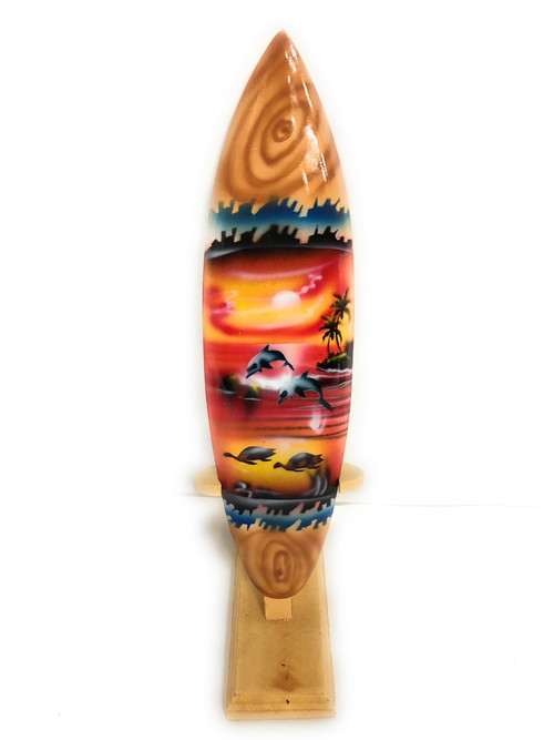 Surfboard w/ Stand Sunset Design 12" - Trophy | #lea03g30 - TikiMaster.com