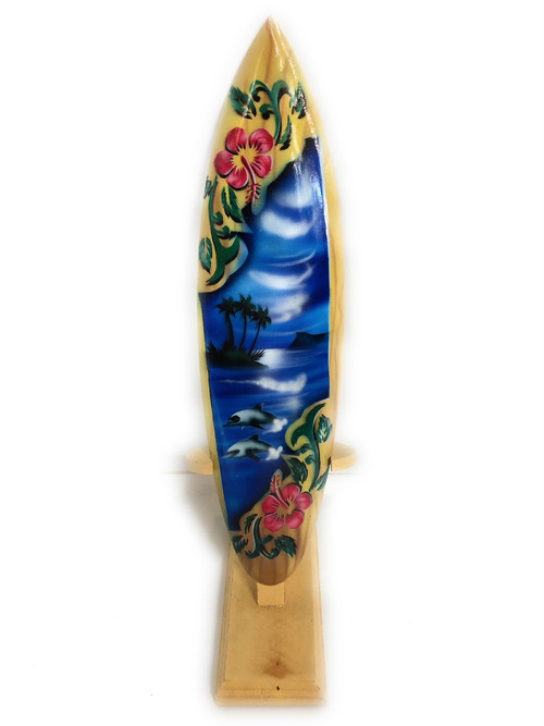 Surfboard w/ Stand Dolphins & Hibiscus Design 12" - Trophy | #lea03k30 ...