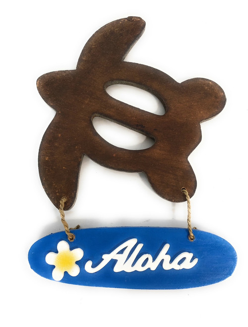 Aloha with Plumeria And Turtle Wooden Sign 8 in - Hawaiian Decor | # ...