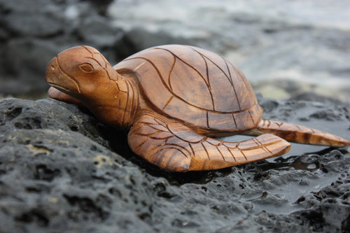 Carved Hawaiian Turtle Honu 12 Natural - Hand Carved