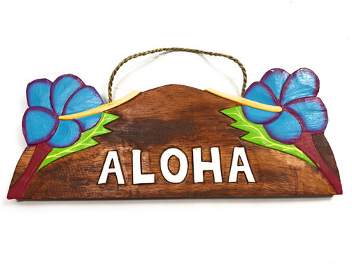 Aloha w/ Hibiscus Wooden Sign 11