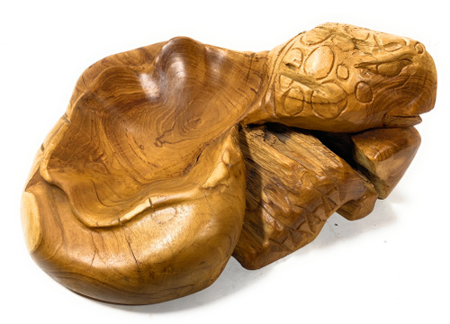 Unique Teak Root Bowl with Carved Turtle 19 in X 16 in X 8 in ...