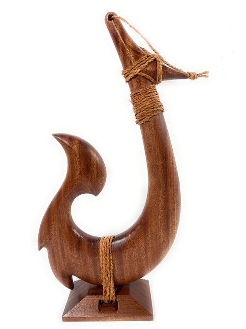 The Hawaiian Calabash antique fish hook付 Moana Fish Hook 19 inch on stand - Made In Hawaii