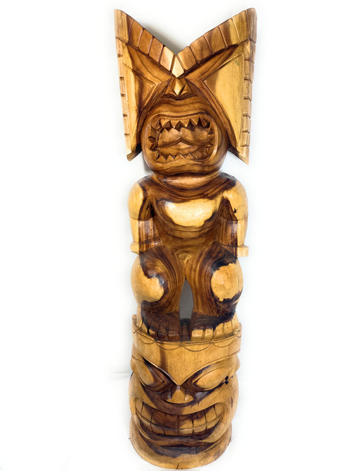 Premium Stacked Tiki Kuka Ilimoku 63 inch - Warrior Tiki God