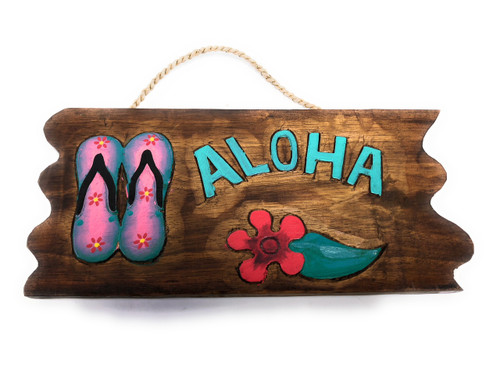 Aloha Sign w/ Slippers and Hibiscus Sign 12