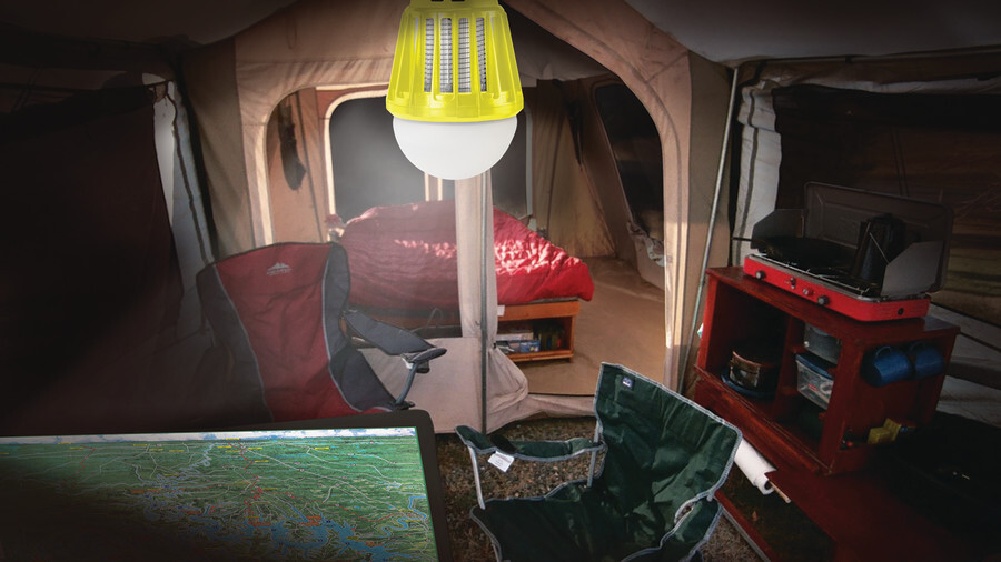 Performance Tool lanterns, featuring an image of a mosquito lantern hanging in an outdoor campgin tent