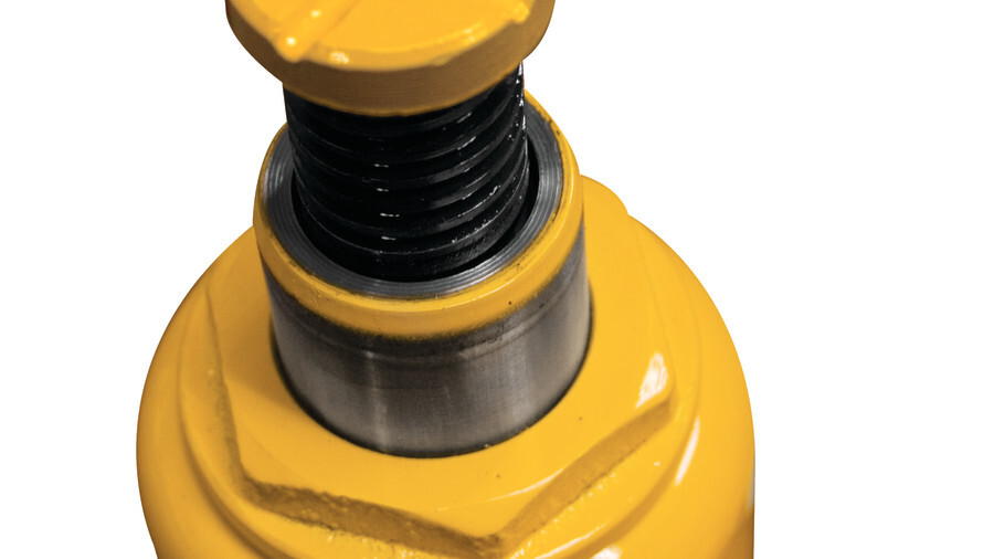 Performance Tool bottle jacks, featuring a close-up image of a yellow jack bottle jack neck.