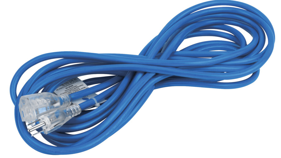 Performance Tool power tool extension cords featuring an image of a blue extension cord