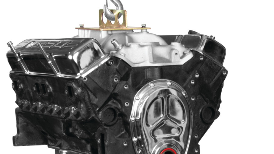 Performance Tool Engine Support equipment, featuring an engine being held by an engine crane.