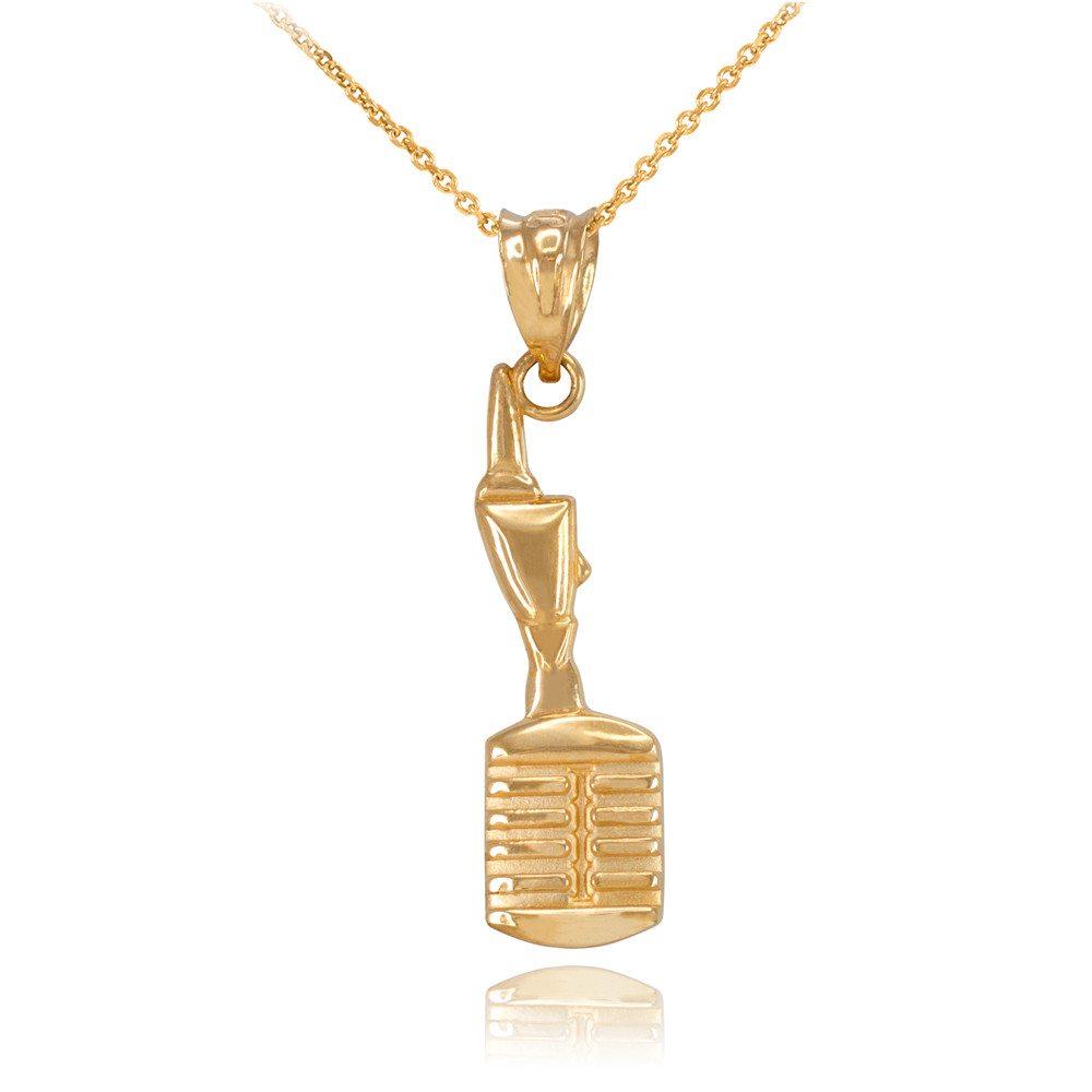 Gold Mic Microphone Charm Necklace