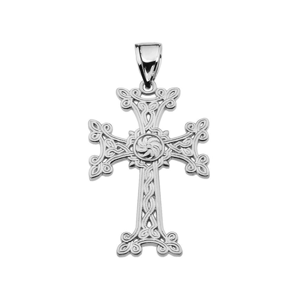 Pendentif Croix Arménienne En Argent Sterling 925 Avec Signe D'Éternité