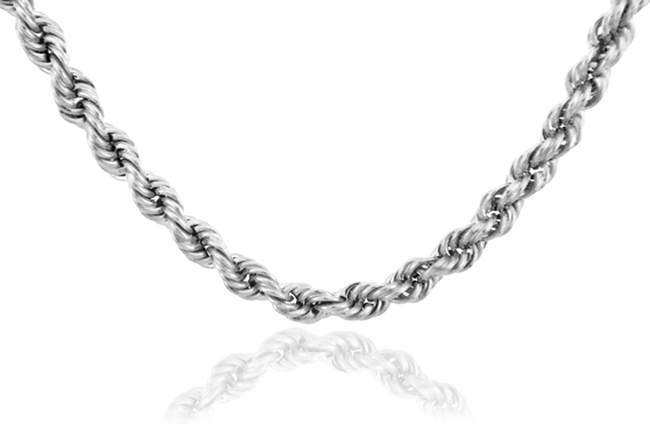 White Gold Chains and Necklaces Rope Ultra Light Diamond Cut 10K Gold