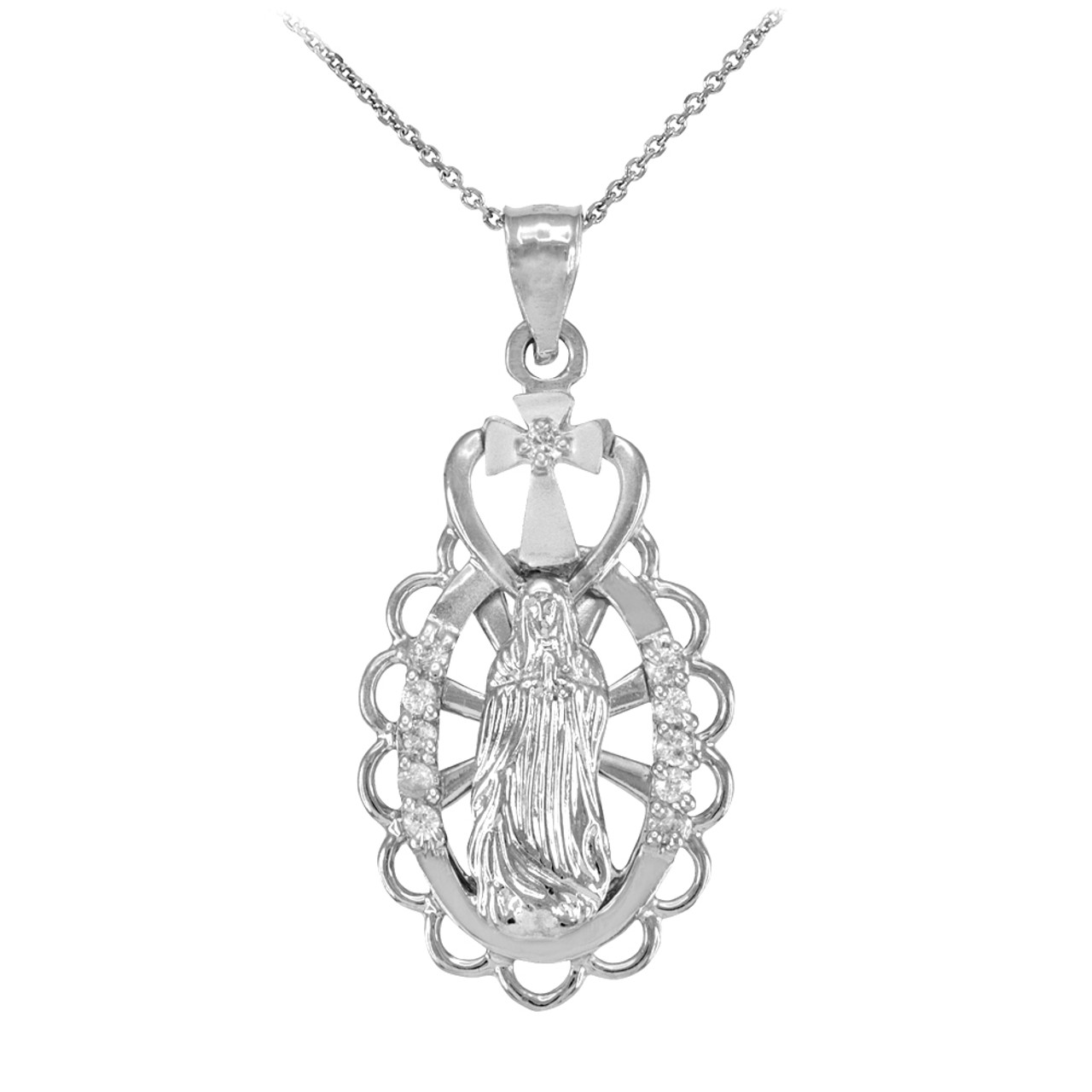 White Gold Virgin Mary Guadalupe 