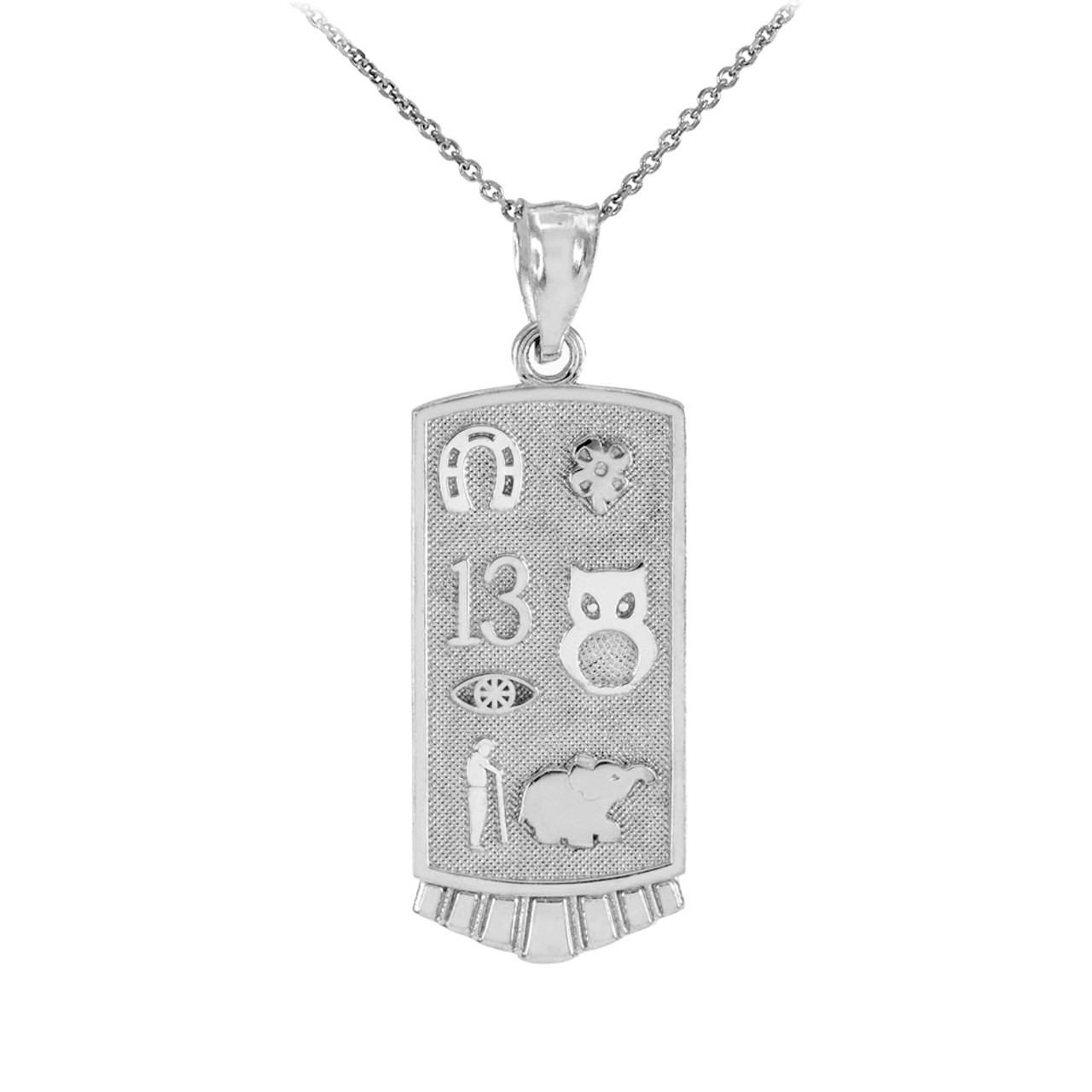 Filigree Dog Tag and Rolo Chain Necklace in Silver