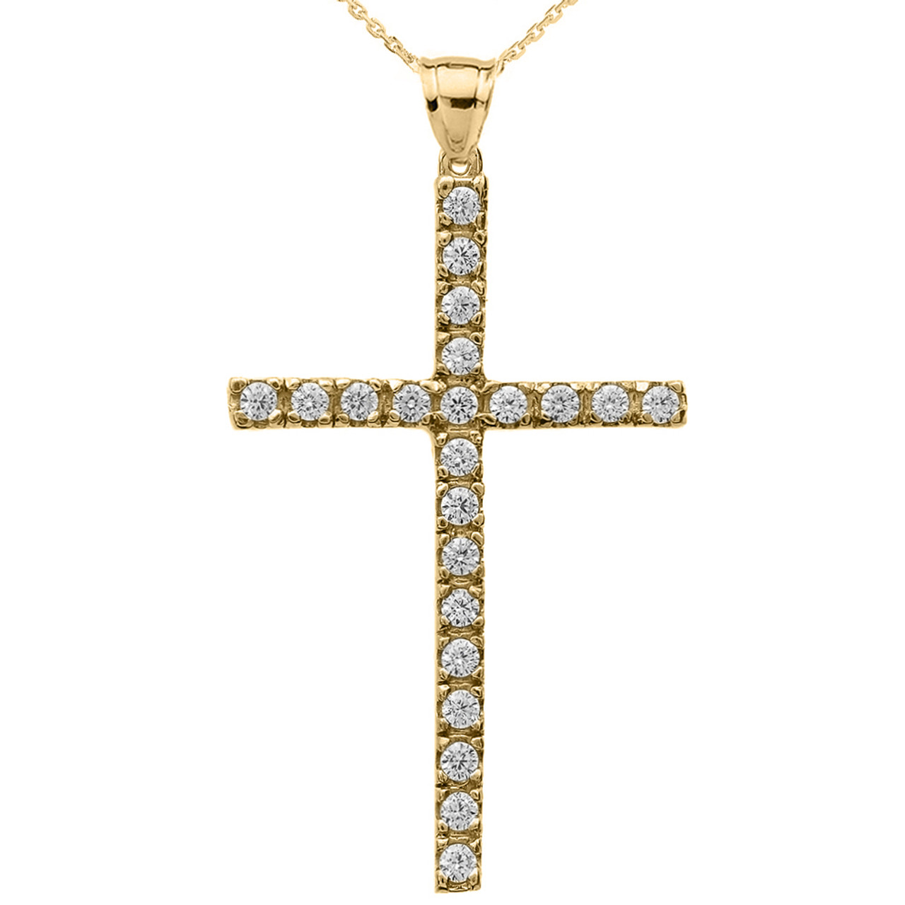 yellow gold diamond cross pendant