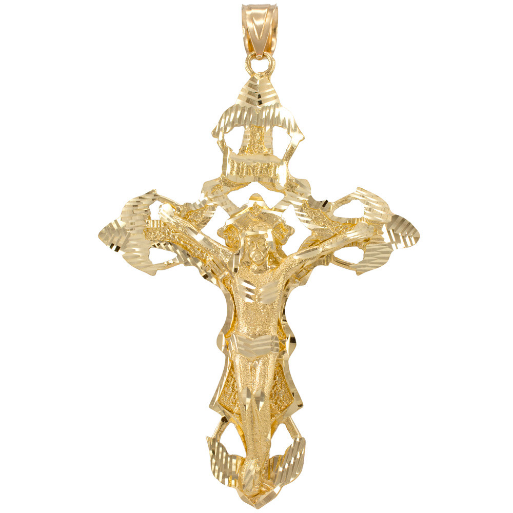 Gold Large Cross INRI Crucifix Pendant