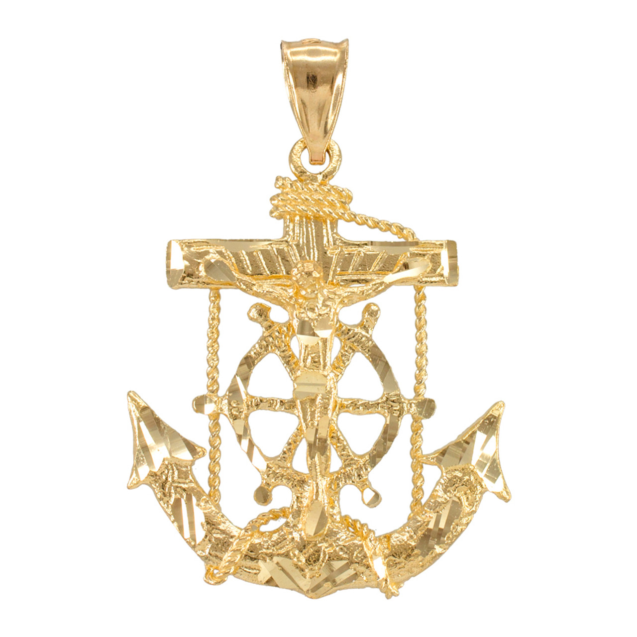 14k gold mariners cross pendant