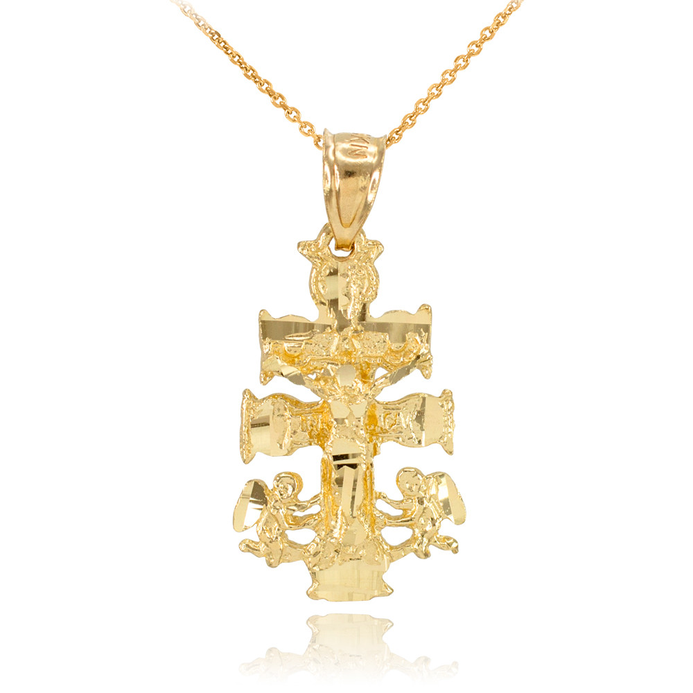Yellow Gold Caravaca Crucifix Cross 