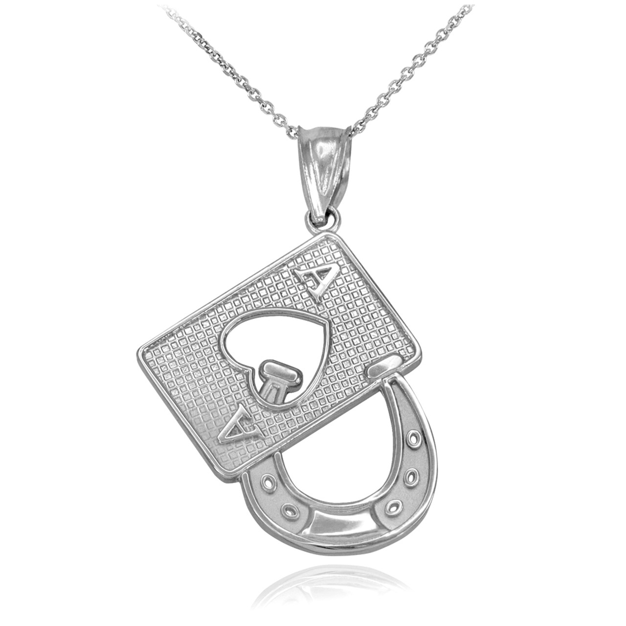  925 Sterling Silver Lucky Horseshoe Pendant Necklace
