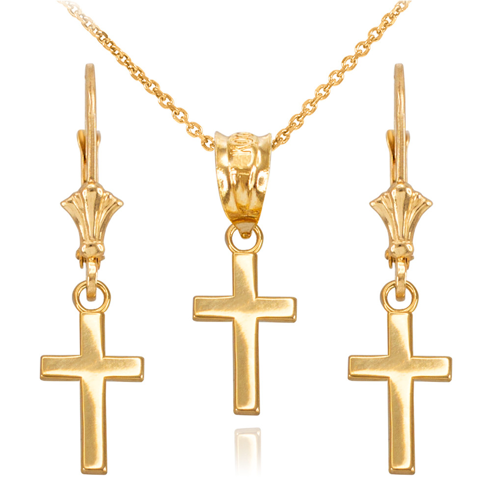 14k Yellow Gold Smooth Mini Cross 