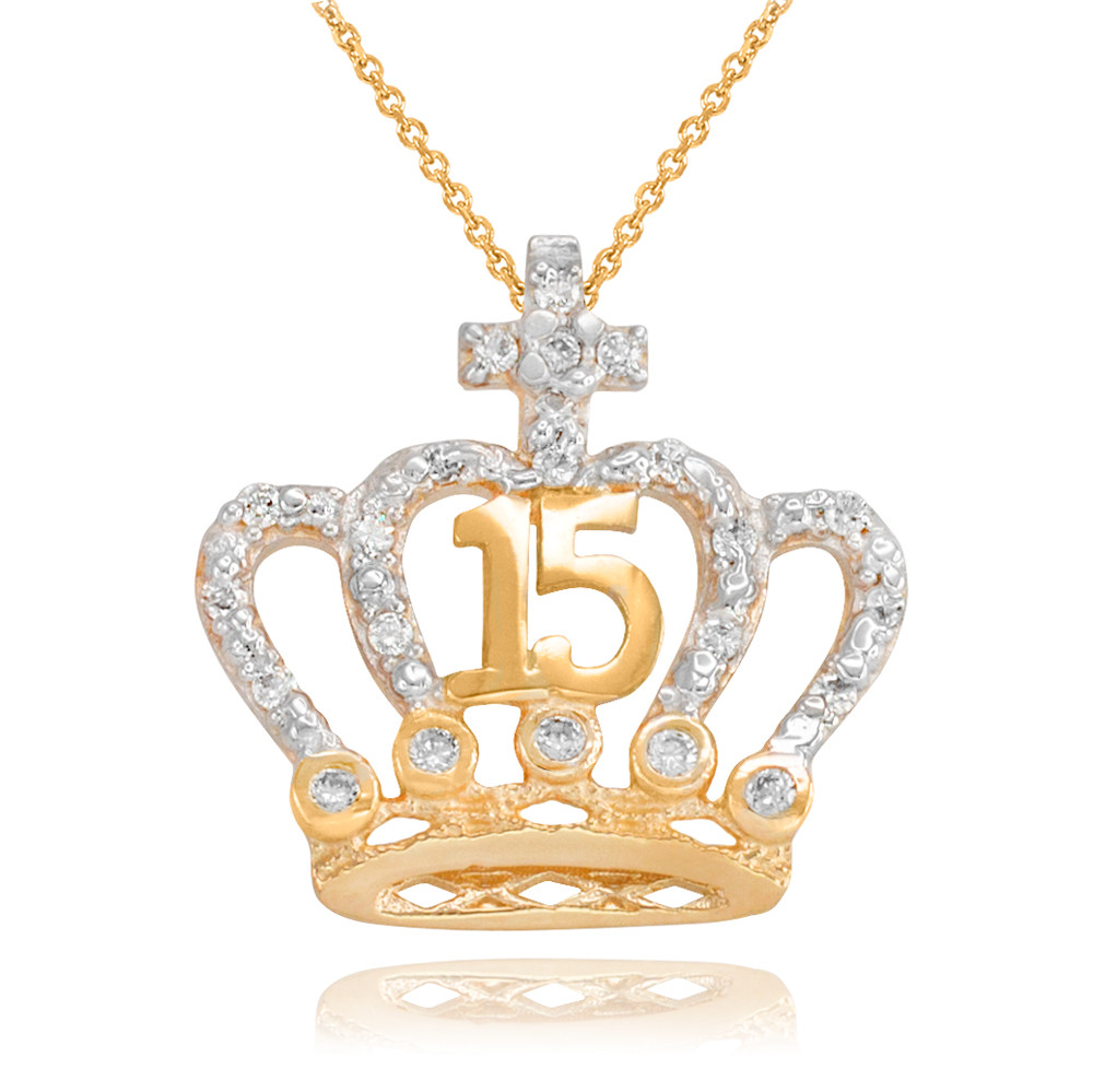新品❗️未開　Crown  15years OLD Two-Tone Gold Cubic Zirconia Crown 15 Años Cross Quinceañera